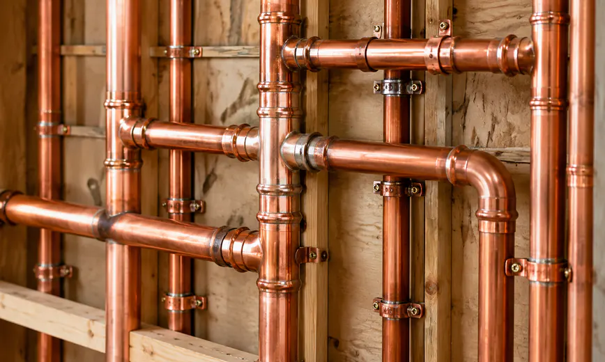 New copper repiping inside a wall